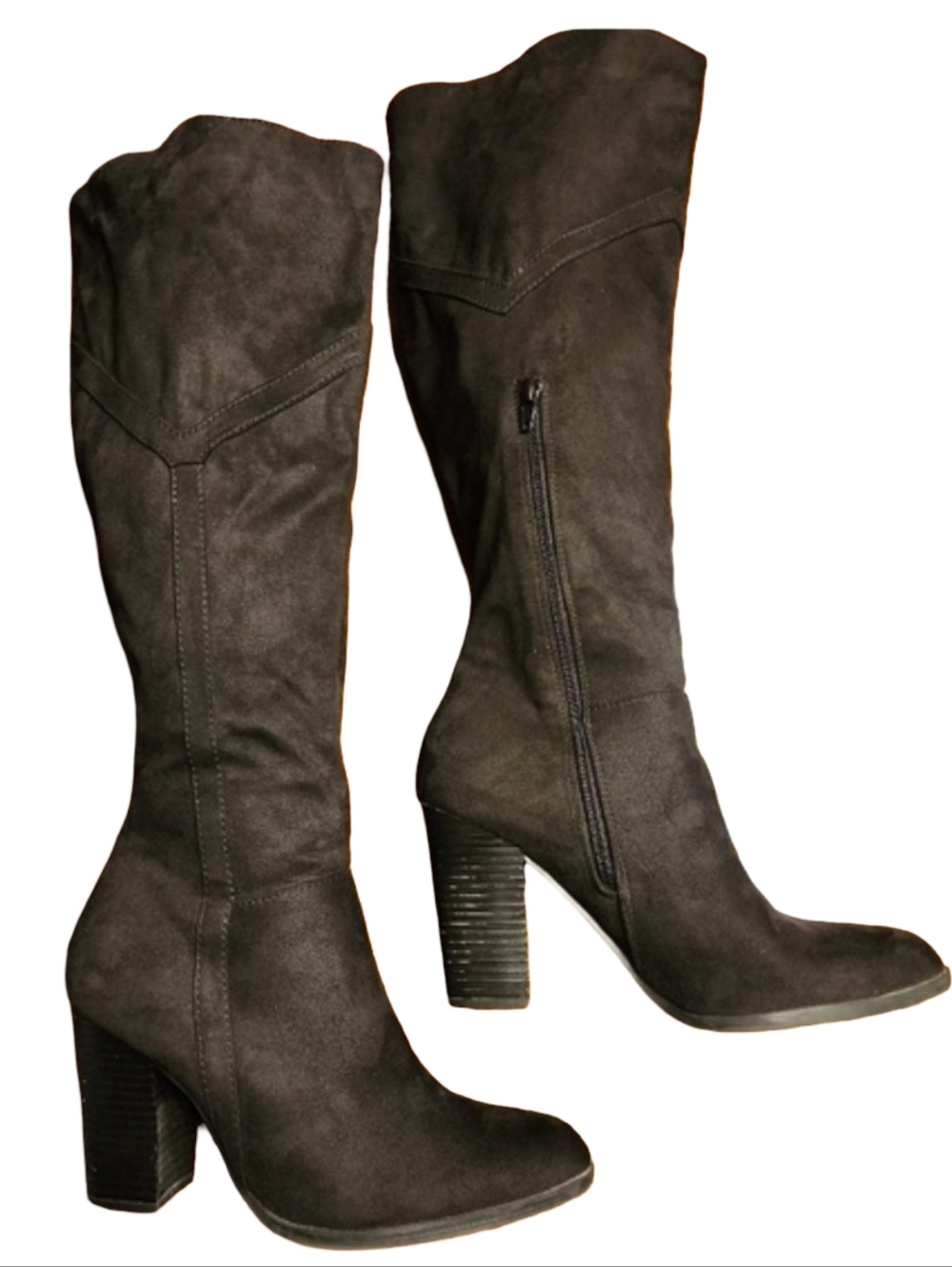 JOURNEE COLLECTION Kyllie Black Faux Suede Knee High Boots Size 10
